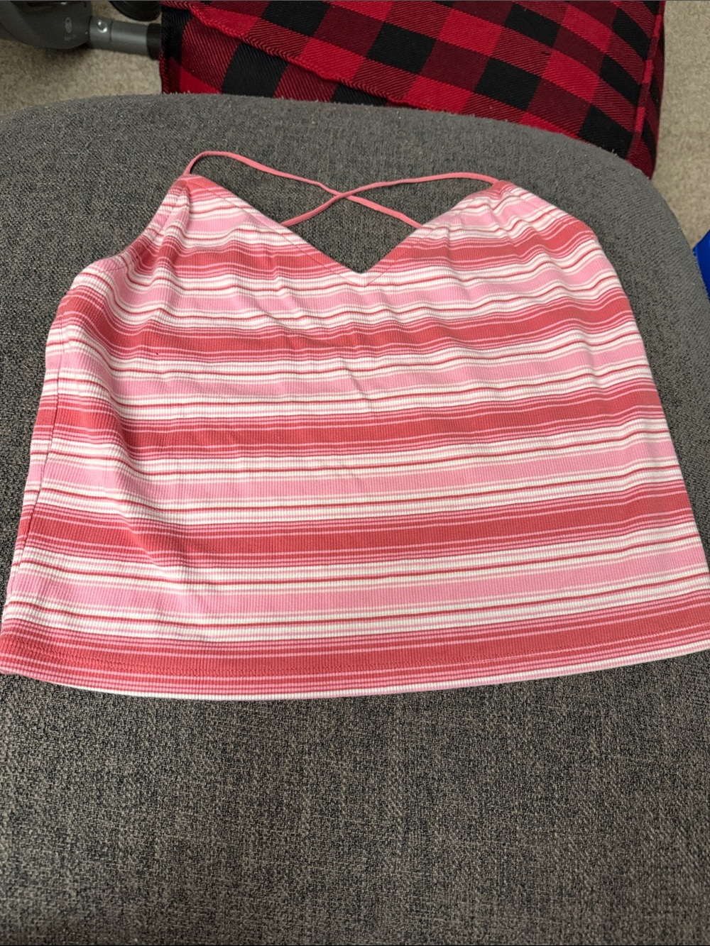 American Eagle Outfitters Pink Striped Crisscross Cami